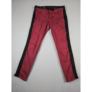 Hudson 30x25.5 Leeloo Super Skinny‎ Crop Women's Stretch Red Black Jeans USA